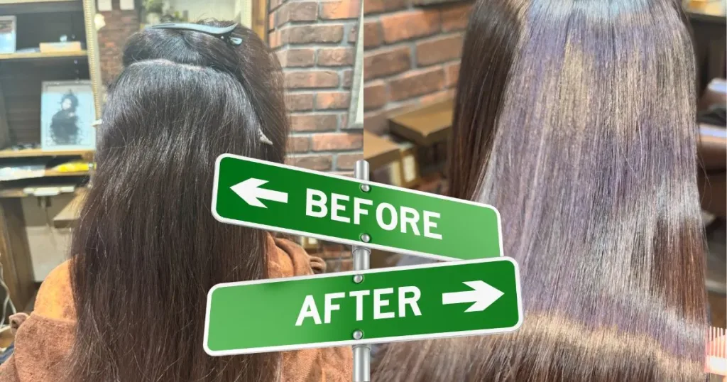 さいたま市浦和の美容室エナで40代のエイジング毛に髪質改善デザイン縮毛矯正をしたビフォアーアフター写真
