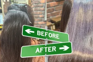 さいたま市浦和の美容室エナで40代のエイジング毛に髪質改善デザイン縮毛矯正をしたビフォアーアフター写真