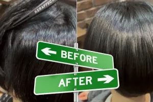 さいたま市浦和の美容室エナでショートスタイルの髪質改善デザイン縮毛矯正のビフォアーアフター写真