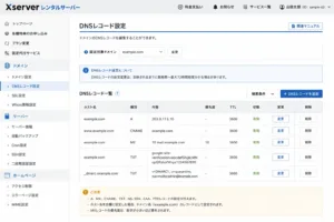 Xserver DNS Record設定画面の画像