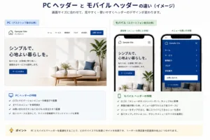 PC ヘッダーとモバイル ヘッダーのイメージ画像